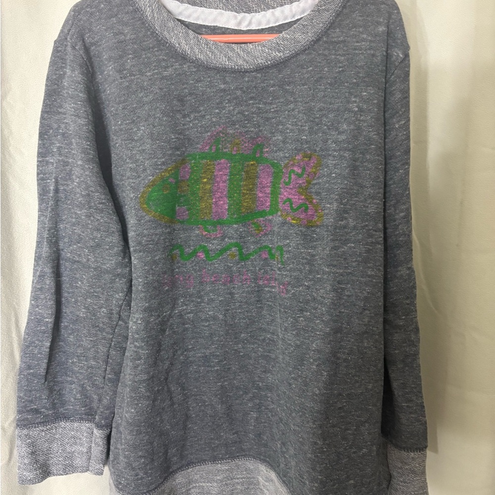 Long Beach Island, kids size large Gray Graphic Sweatshirt